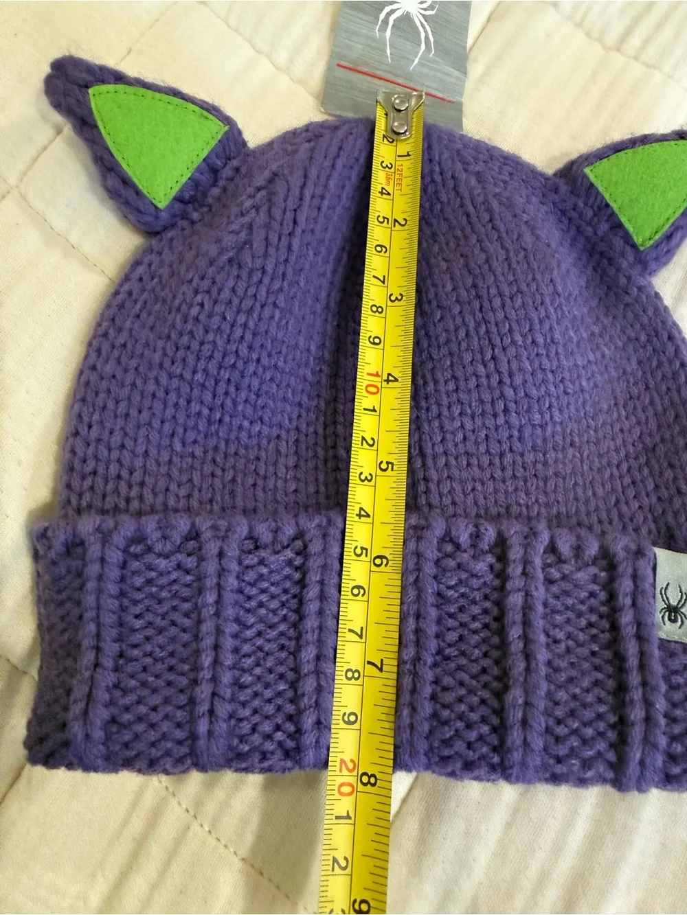 NWT | Spyder | Kids One Size | Bitsy Knit Cat Ear Beanie - Purple and Green